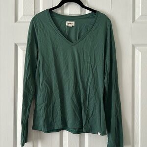 PACT Organic Cotton Green V Neck Long Sleeve Tee